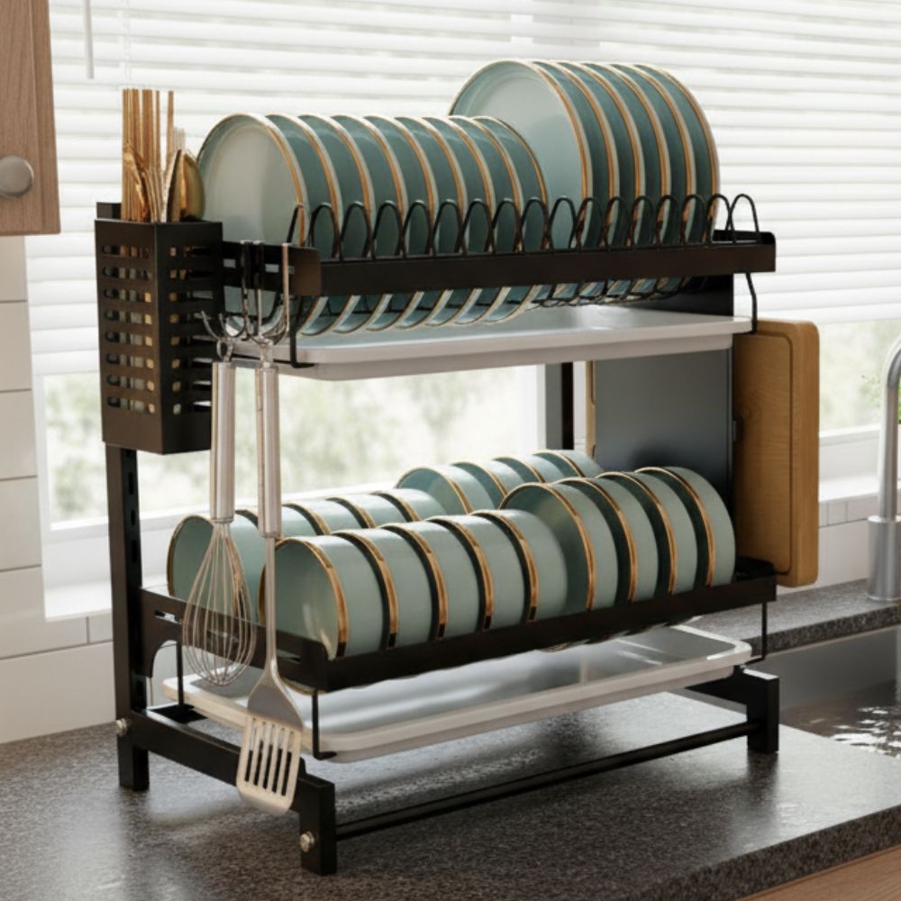 2 Tier Kitchen Dish Rack Stainless Steel Organizer