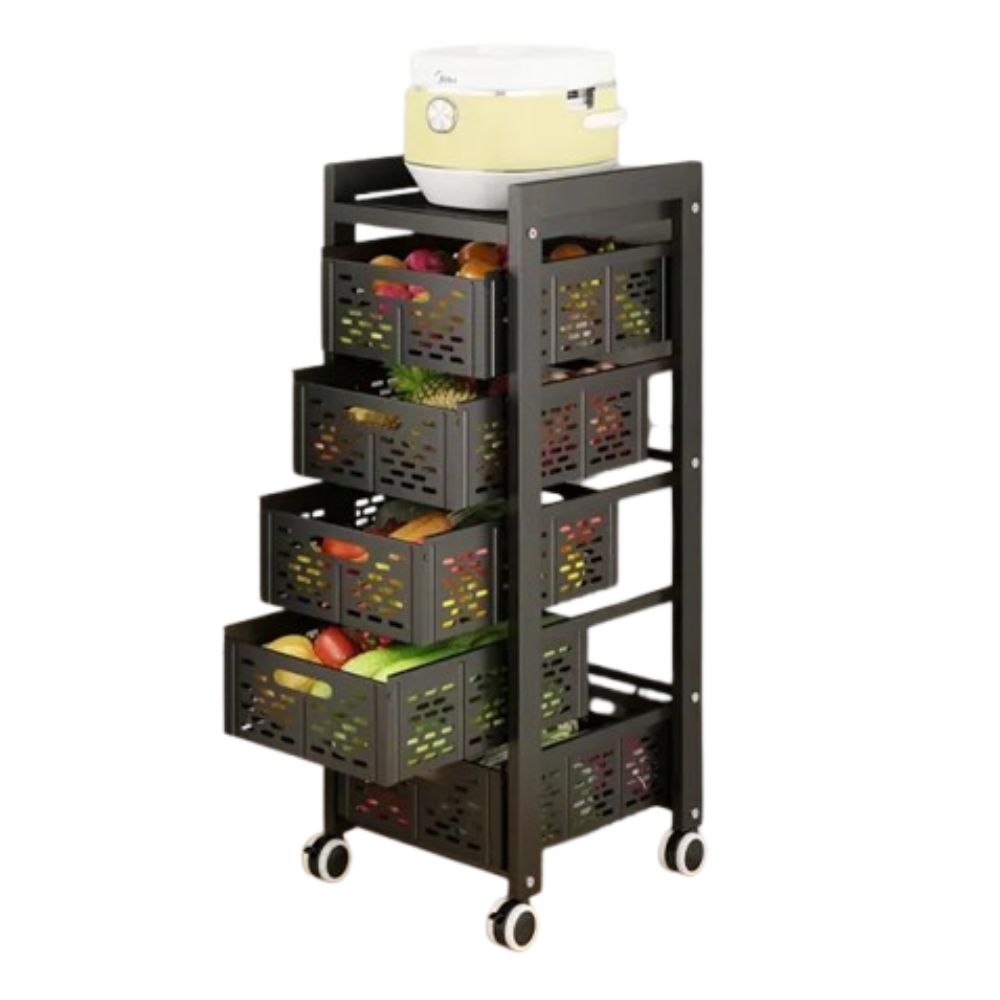 5-Layer Rolling Kitchen Organizer Pull Out Drawer Storage Rack