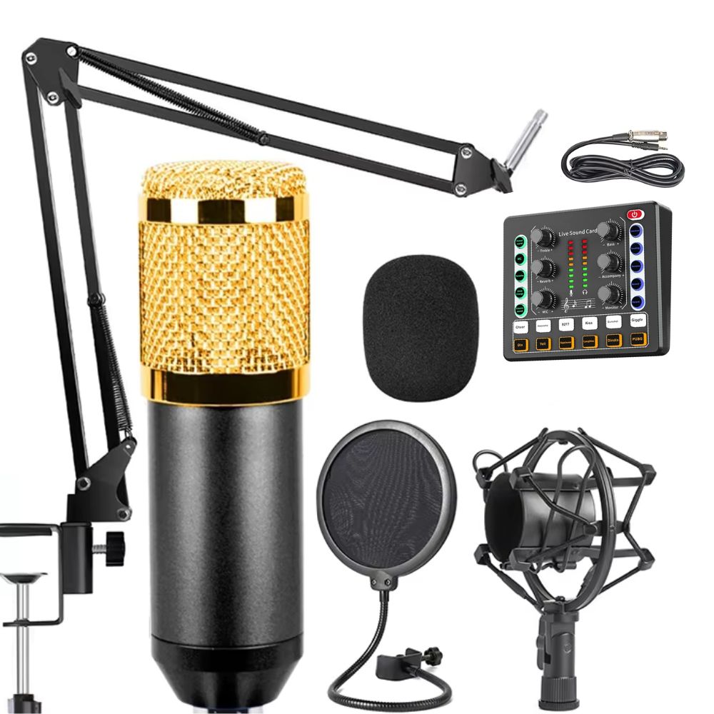 BM800 Dual Condenser Microphone Set with M8 Sound Card Combo: