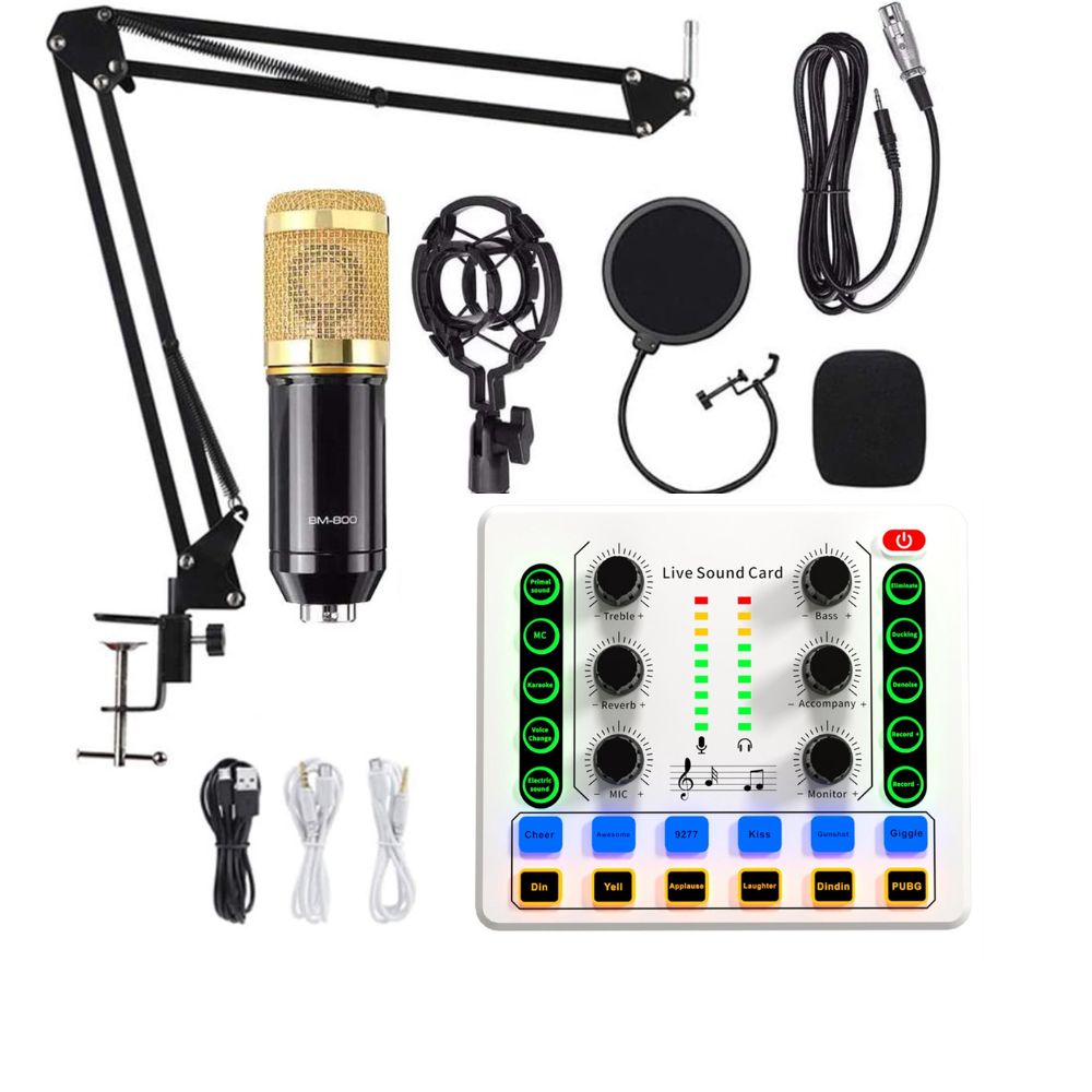 BM800 Studio Condenser Microphone with M8 Sound Card Combo