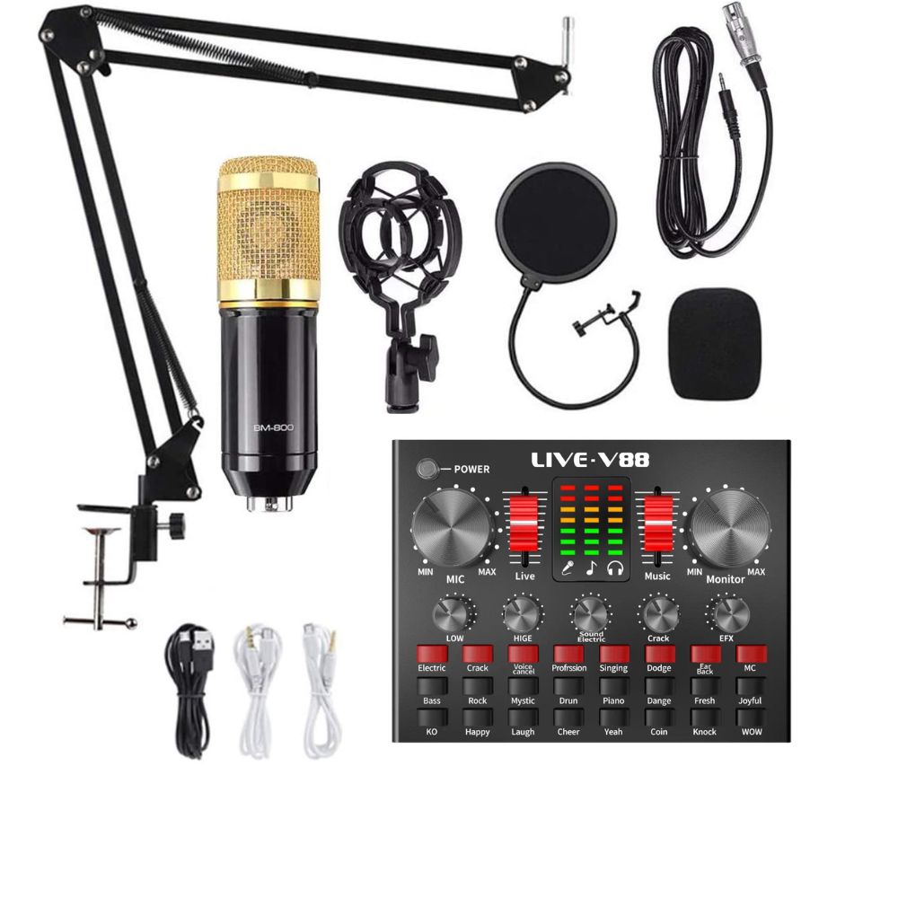 BM800 Studio Condenser Microphone with V8s Sound Card Combo