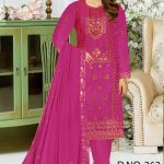 Embroidered Georgette Three-Piece Ladies Salwar Kameez Maroon Color
