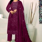 Exclusive Embroidery Work Salwar Kameez Magenta Color
