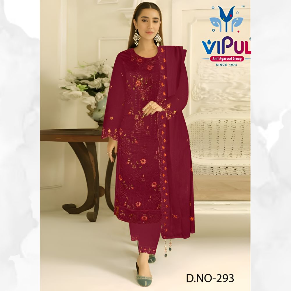 Vipul Fashion Party Wear Design Salwar Kameez Maroon