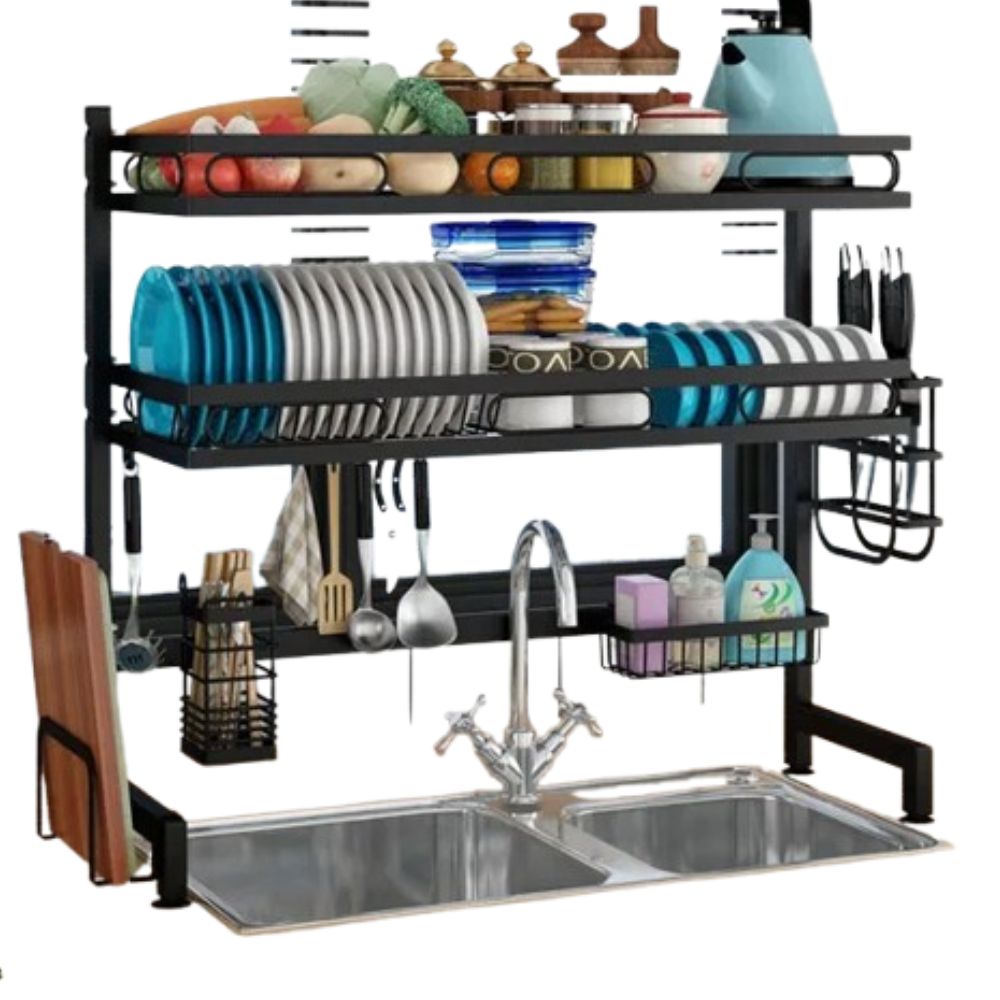 Dish Drying Rack Over Sink 2 Tier Kitchen Supplies Storage Shelf