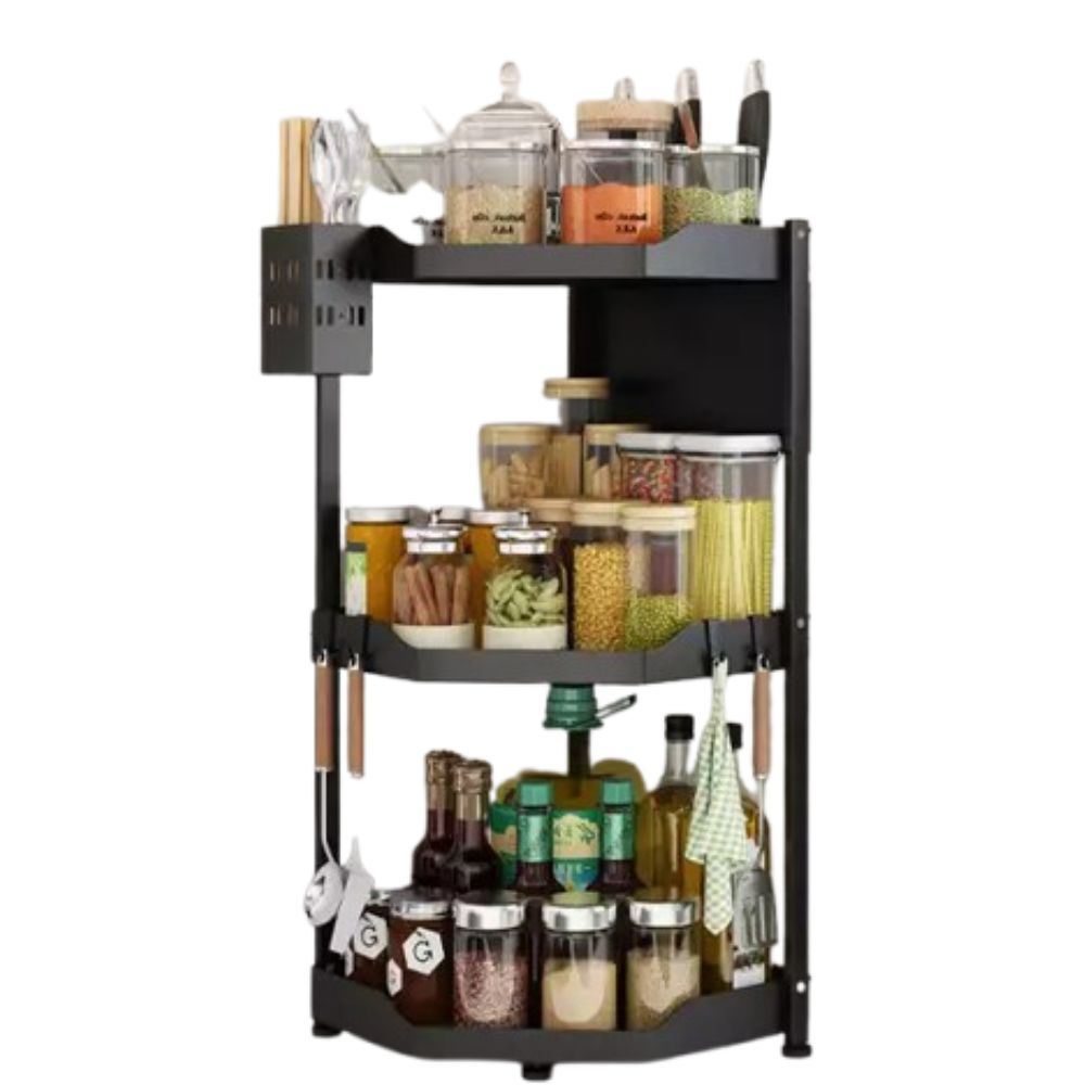 Folding Kitchen 3-Layer Carbon Steel Organizer Storage