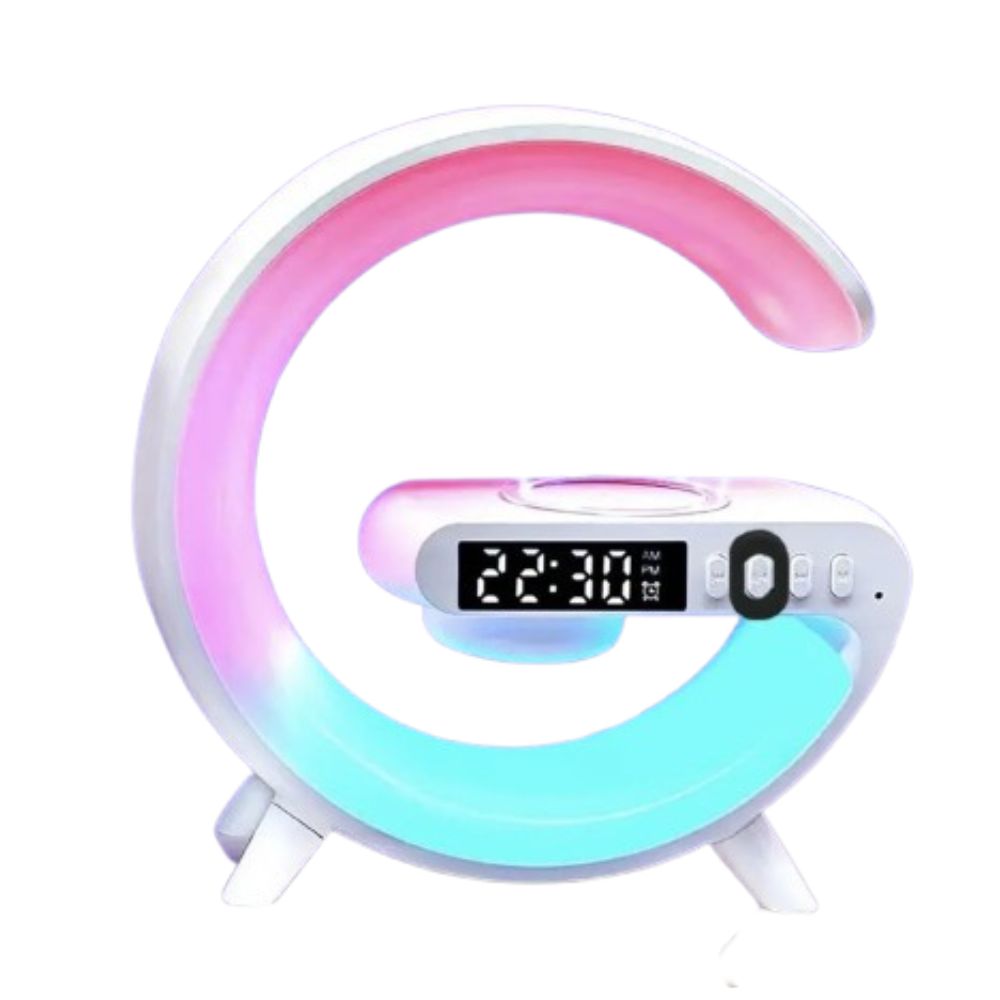 G63 Speaker Lamp - APP Control 3 in 1 Multi-Function Bluetooth Speaker With Wireless Charging, RGB Light and Alarm Clock