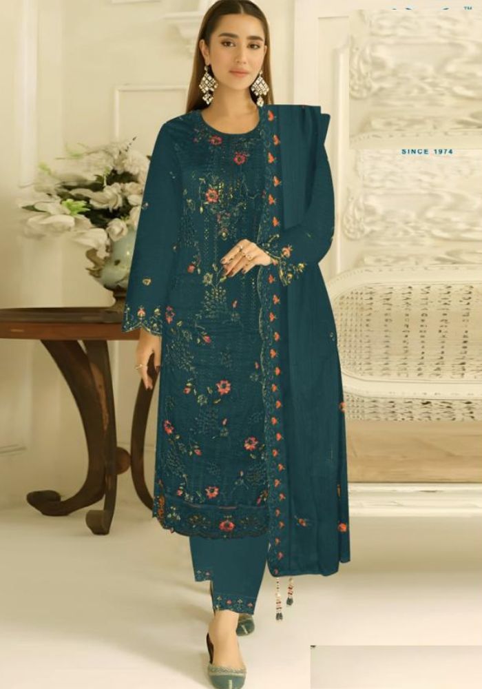 Vipul Fashion Party Wear Design Salwar Kameez Bottle Green