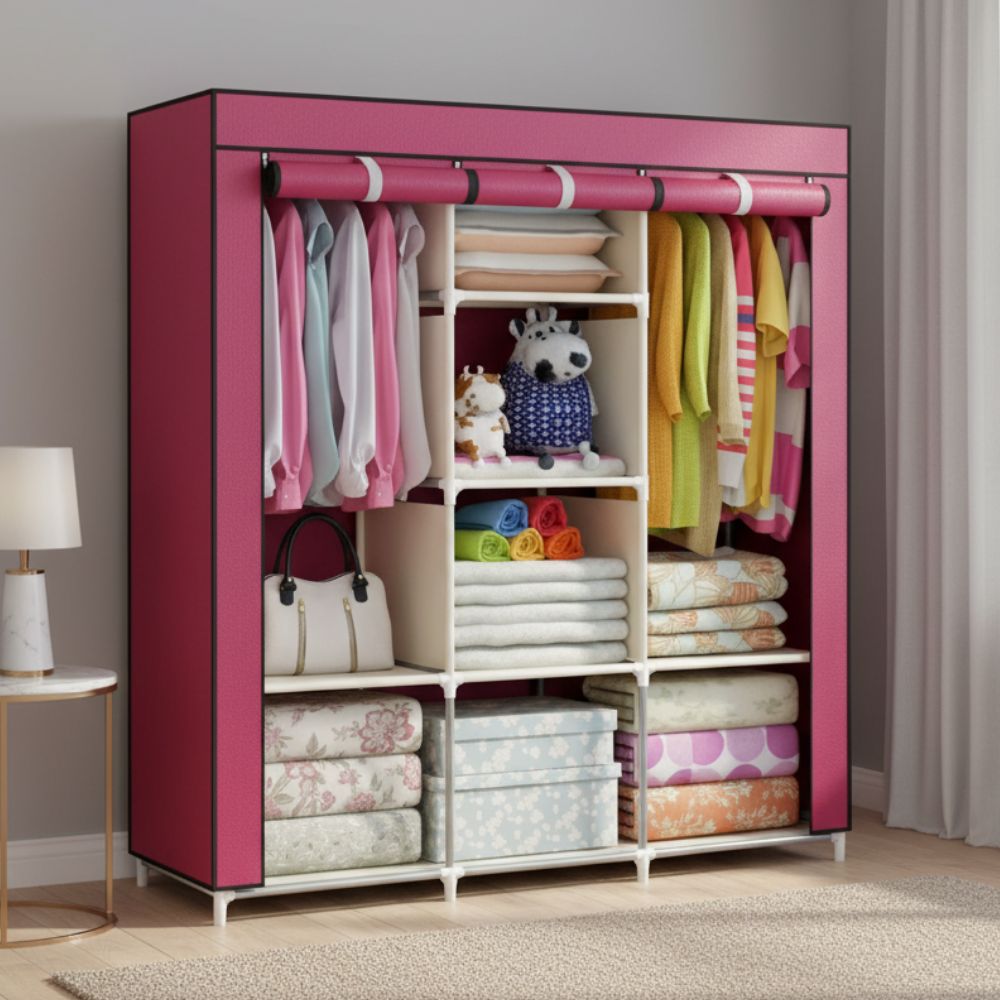 Portable Cloth And Storage Wardrobe Cabinet