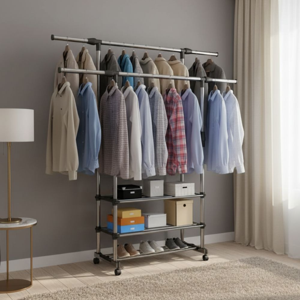 Premium Double Rail Cloth Stand Stainless Steel