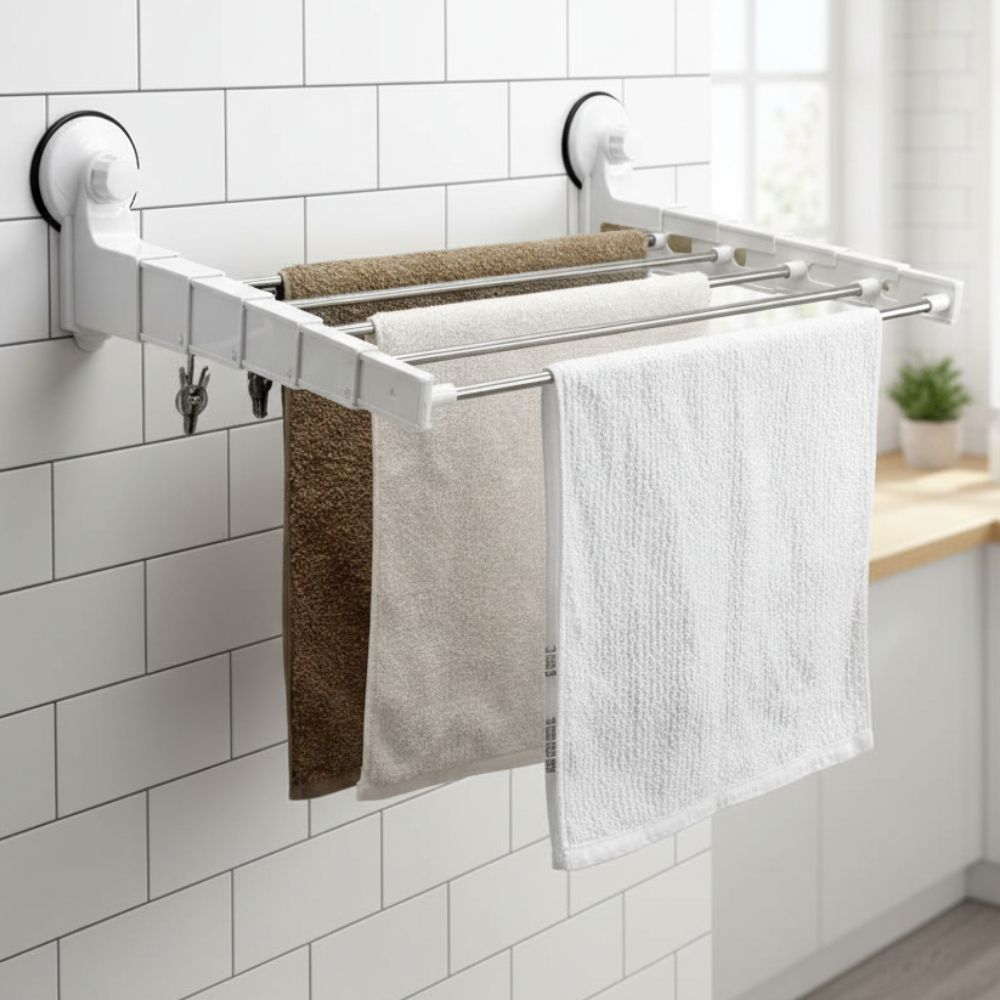 Stainless Steel Folding Towel Rack Space-Saving Solution