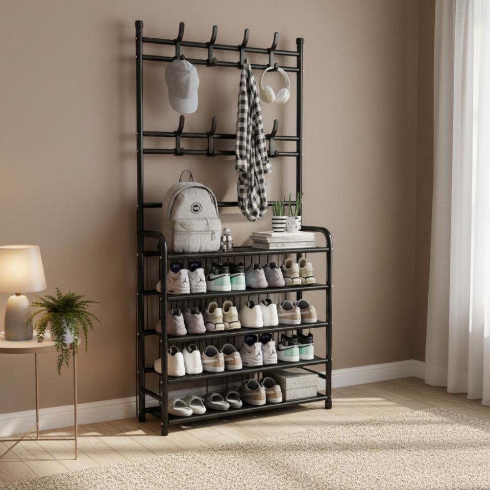 Stainless Steel Multifunctional Shoe and Hat/Coat Rack