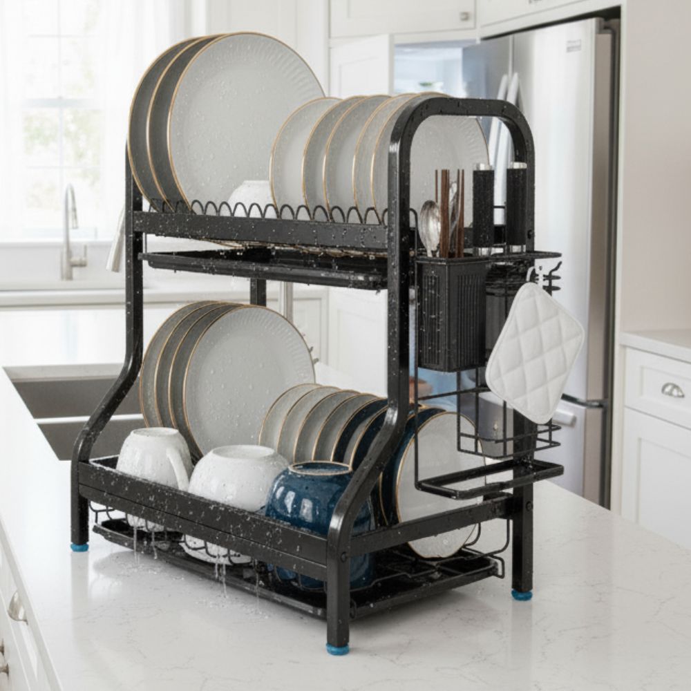 2-Tier Kitchen Storage Shelf Dish Drying Rack Holder