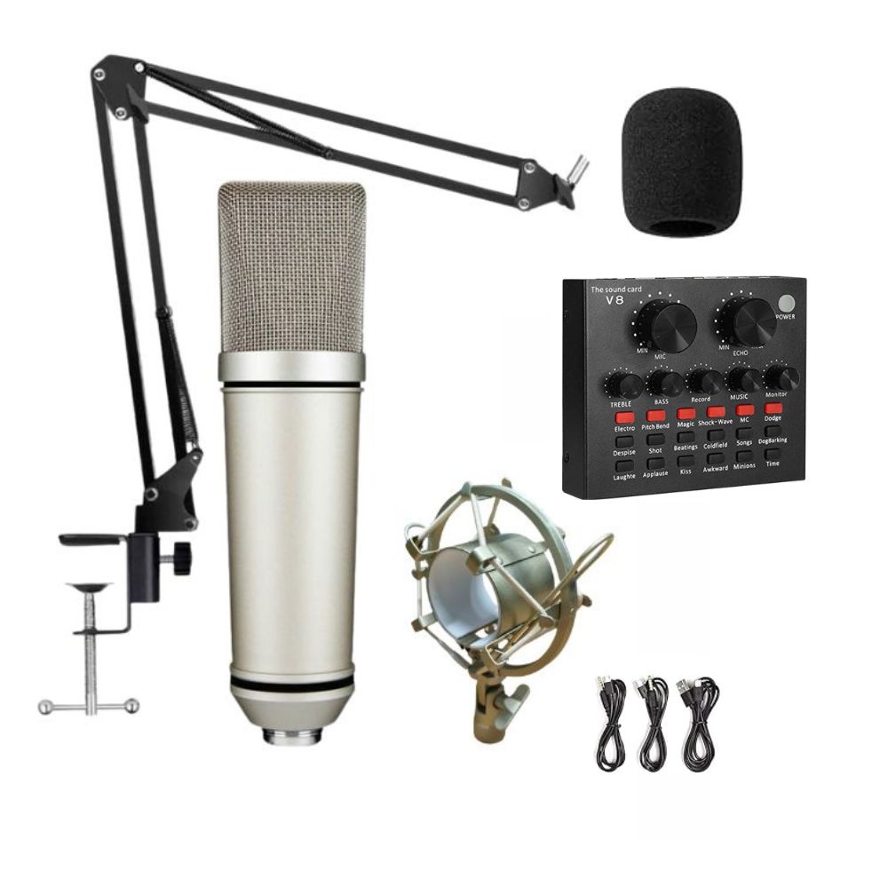 U87 Model Condenser Microphone with V8 Live Sound Card Combo Package