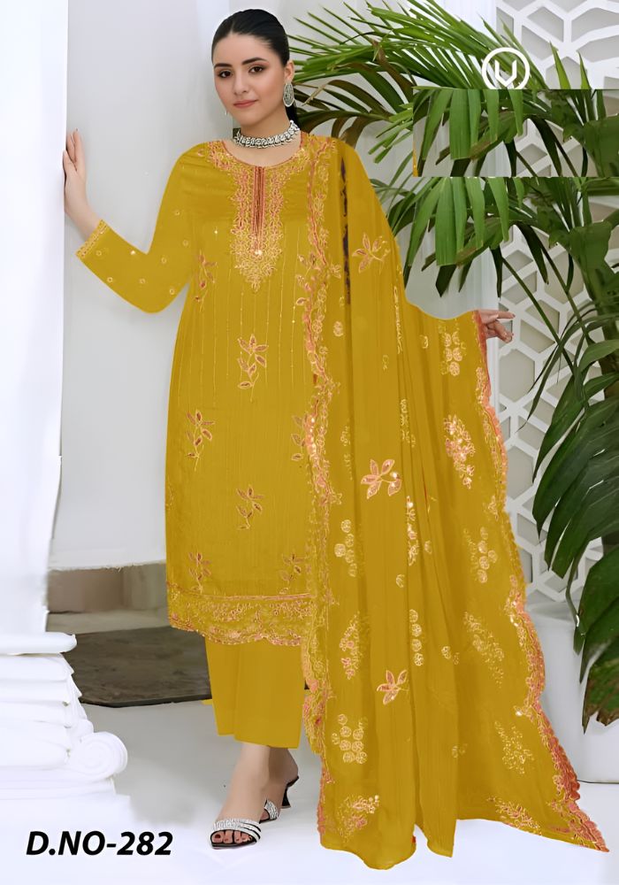 Vivek Fashion Style Premium Quality Salwar Kameez Golden Color