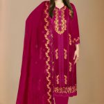 Vipul Fashion Amina Heavy Embroidery Work Chiffon Suit Maroon Color