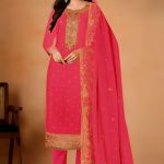 Embroidered Georgette Ceremonial Salwar Kameez Pink Color