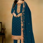 Embroidered Georgette Ceremonial Salwar Kameez Green Color