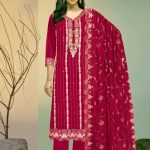 Exclusive Vipul Stellaa Design Organza Salwar Kameez Maroon Color