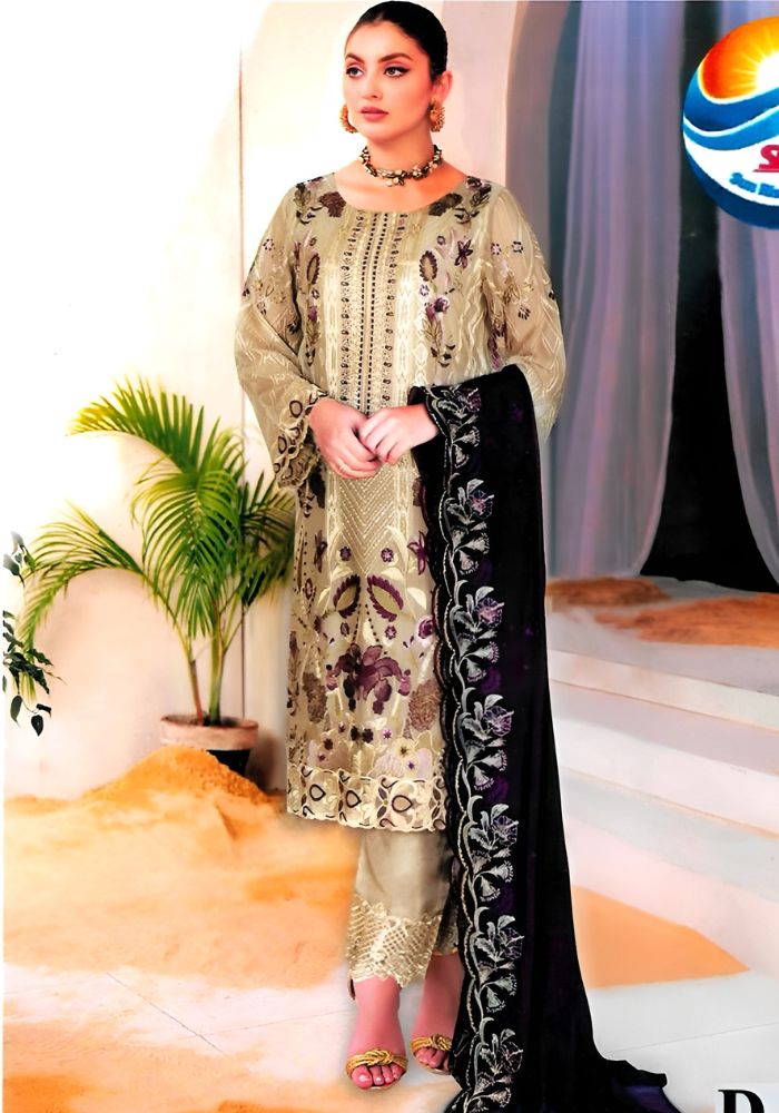 Unstitched Embroidered PartywareThree Pieces Suit 2164 A