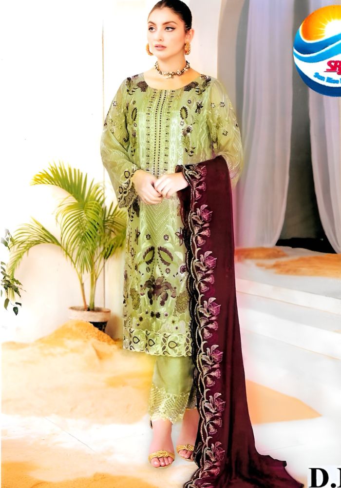 Unstitched Embroidered PartywareThree Pieces Suit 2164 B
