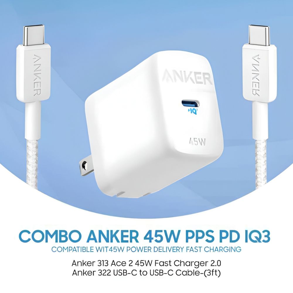 Anker 313 Combo 45W Fast Charger 2.0 PPS/PD/IQ3 Support