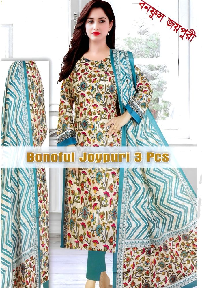 Bonoful Joypury Cotton Printed Three Pieces Blue