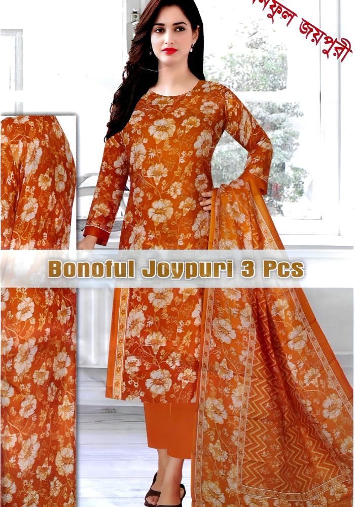 Bonoful Joypury Cotton Flower Printed Three Pieces Orange