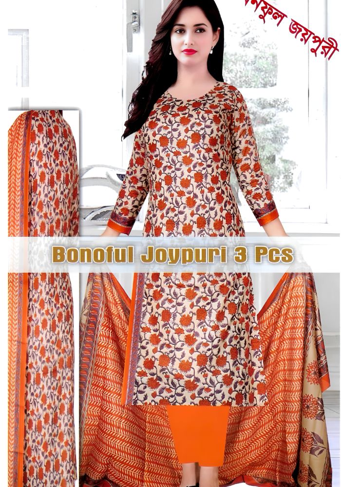 Bonoful Joypury Cotton Printed Three Piece Orange