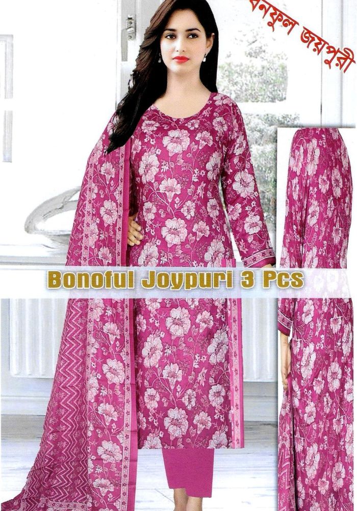 Bonoful Joypury Cotton Flower Printed Three Pieces Purple Color
