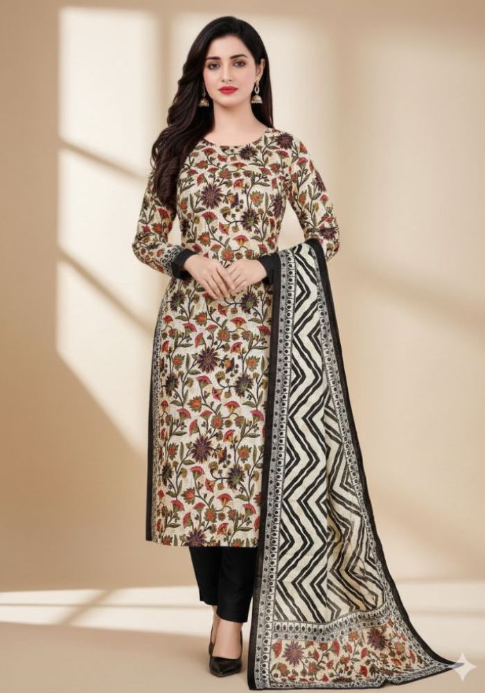 Bonoful Joypury Cotton Printed Three Pieces Black