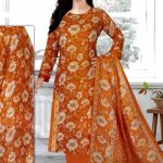 Bonoful Joypury Cotton Flower Printed Three Pieces Orange