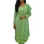 Full Body Embroidery Work Luxuary Shifon Party Dress Green Color
