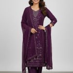 Full Body Embroidery Work Luxuary Shifon Party Dress Magenta Color