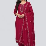 Heavy Embroidery Chinon Fabric Semi Stiched Peach Color Party Dress D 2165 S