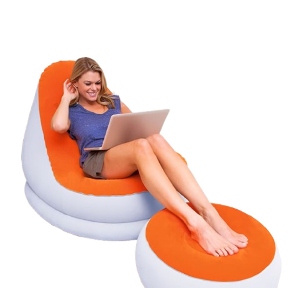 Inflatable Chair & Footstool Portable Comfort for Indoor and Outdoor Use