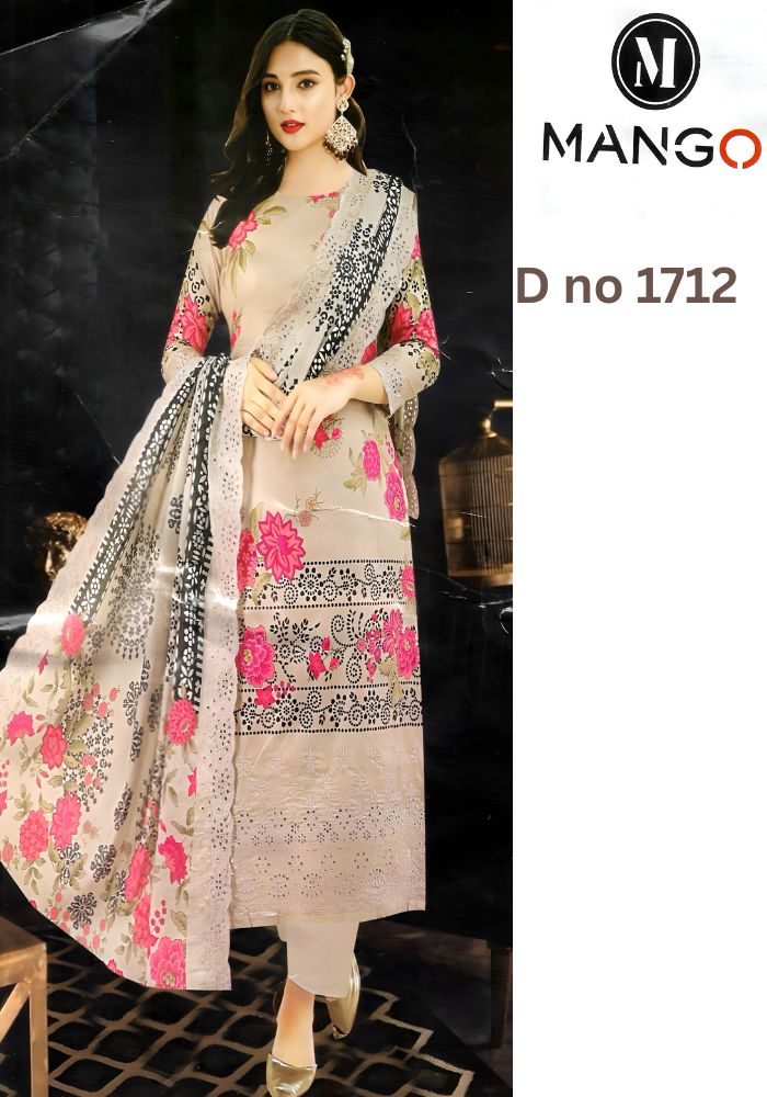 Mango Design Pakistani Salwar Suit Cream Color-D1712