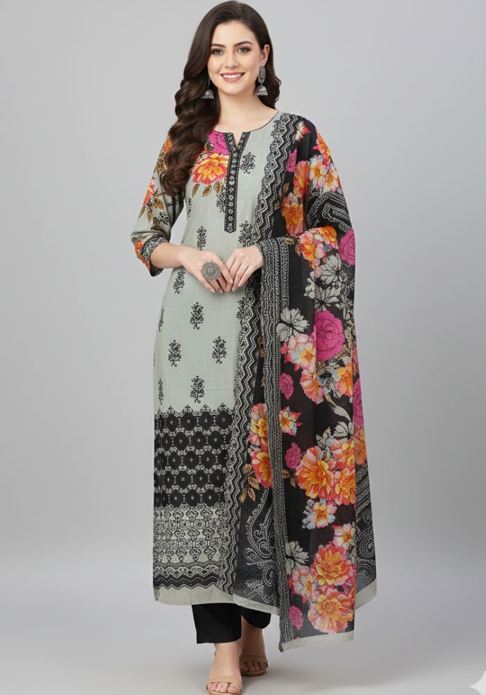 Mango Design Pakistani Salwar Suit Cream Color