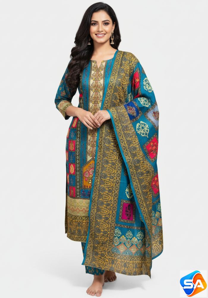 Premium Quality Pure Swis Cotton Printed Three Pieces RBL 08