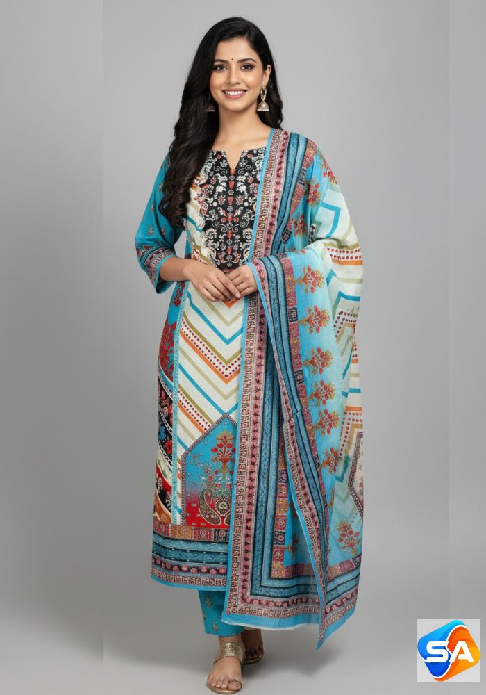 Premium Quality Pure Swis Cotton Printed Three Pieces RBL 10