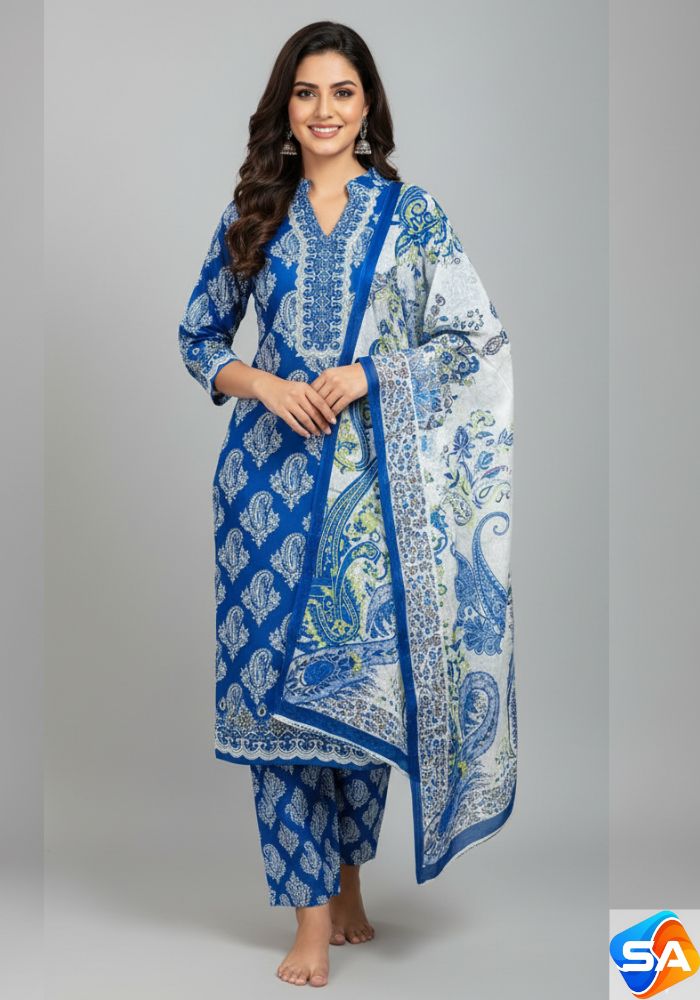 Premium Quality Pure Swis Cotton Printed Three Pieces RBL 19