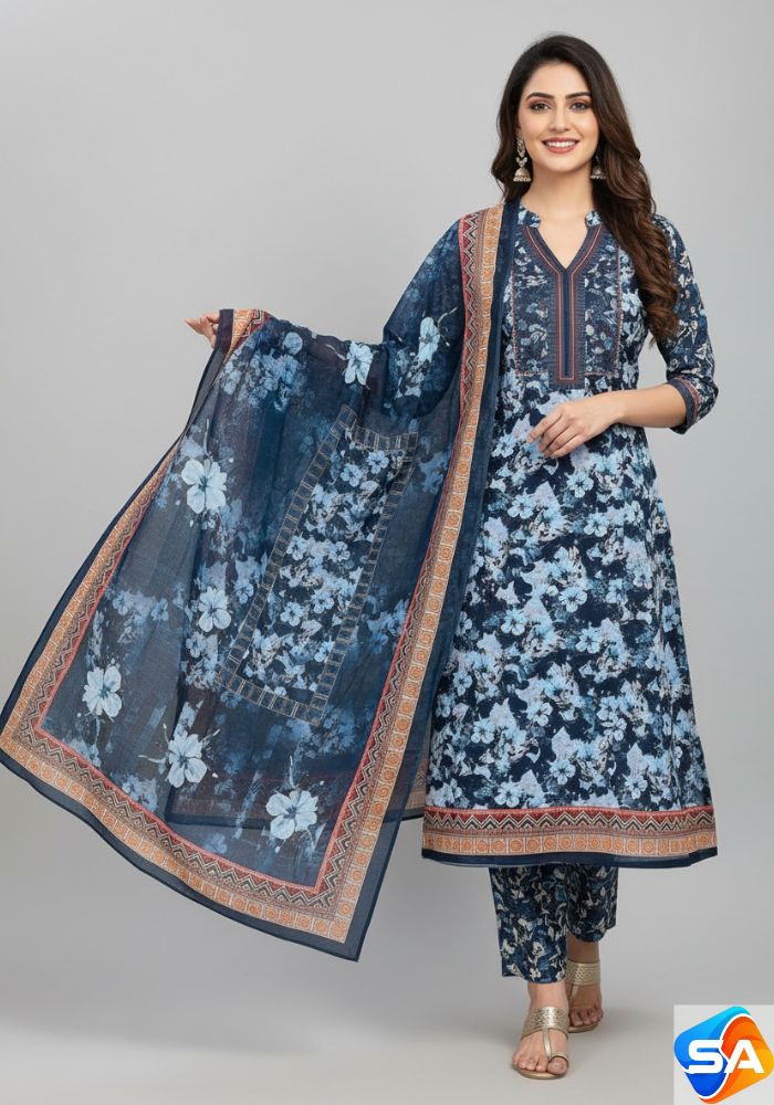 Premium Quality Pure Swis Cotton Printed Three Pieces RBL 21