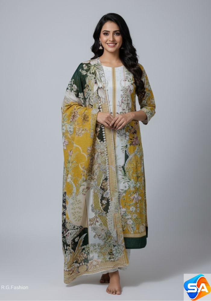 Premium Quality Pure Swis Cotton Printed Three Pieces RBL 22