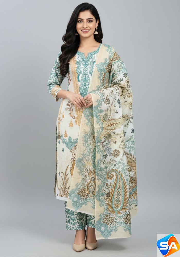 Premium Quality Pure Swis Cotton Printed Three Pieces RBL 29