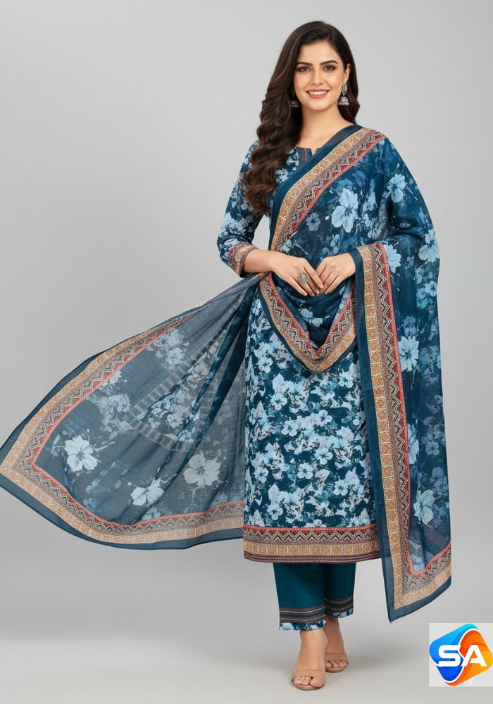 Premium Quality Pure Swis Cotton Printed Three Pieces RBL 31
