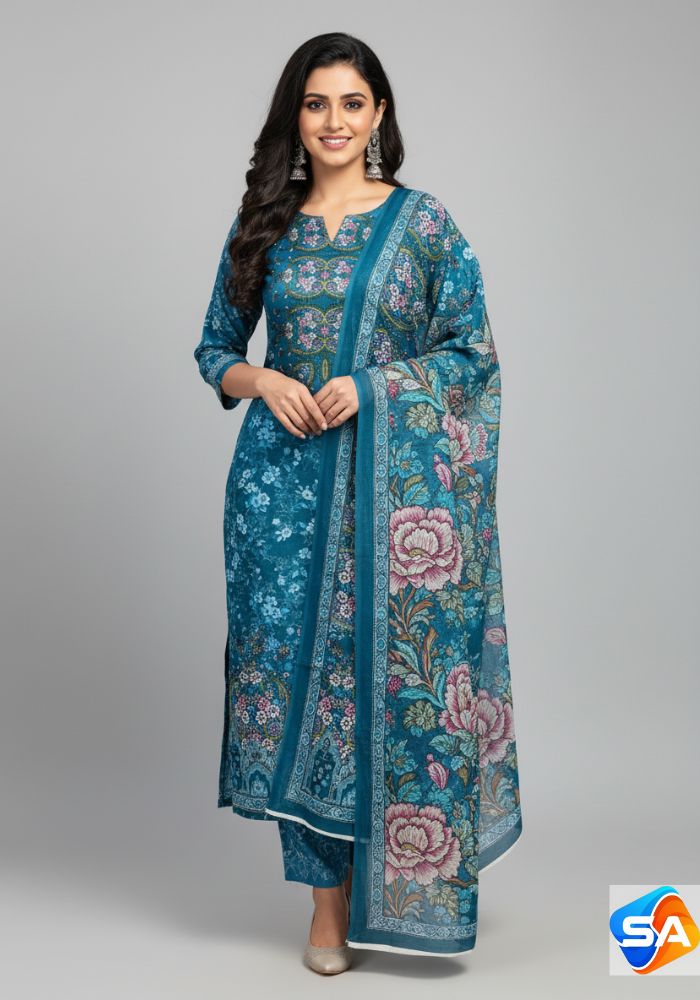 Premium Quality Pure Swis Cotton Printed Three Pieces RBL 35