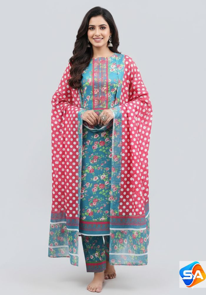 Premium Quality Pure Swis Cotton Printed Three Pieces RBL 36