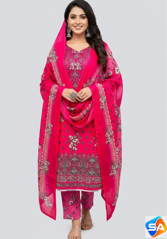 Premium Quality Pure Swis Cotton Printed Three Pieces RBL 41