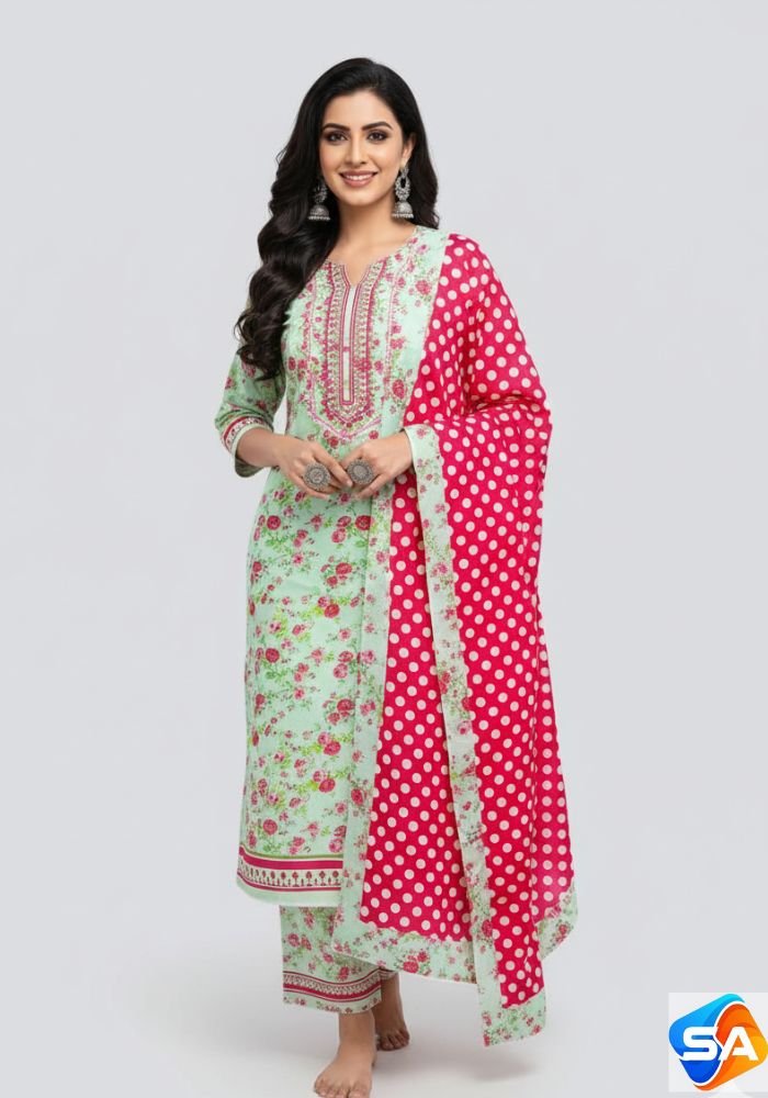 Premium Quality Pure Swis Cotton Printed Three Pieces RBL 44