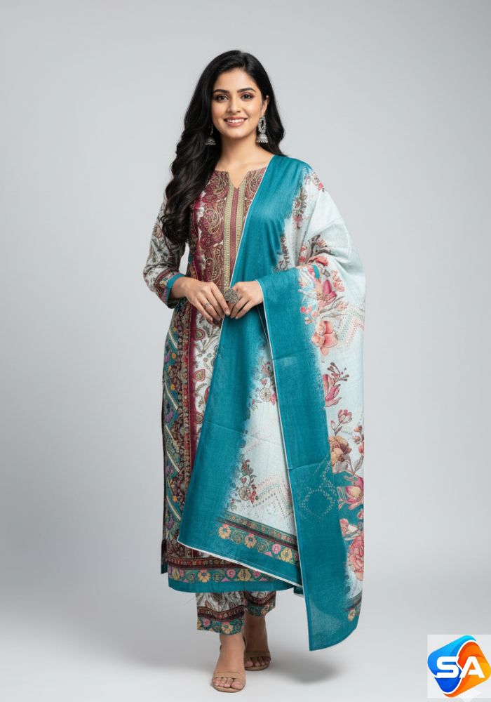 Premium Quality Pure Swis Cotton Printed Three Pieces RBL 45